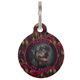 Colorful Puppy Gift Calla Lilies Print Pet Tag