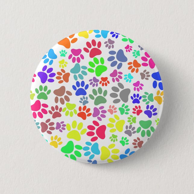 Colorful Puppy Paw Pattern 6 Cm Round Badge (Front)