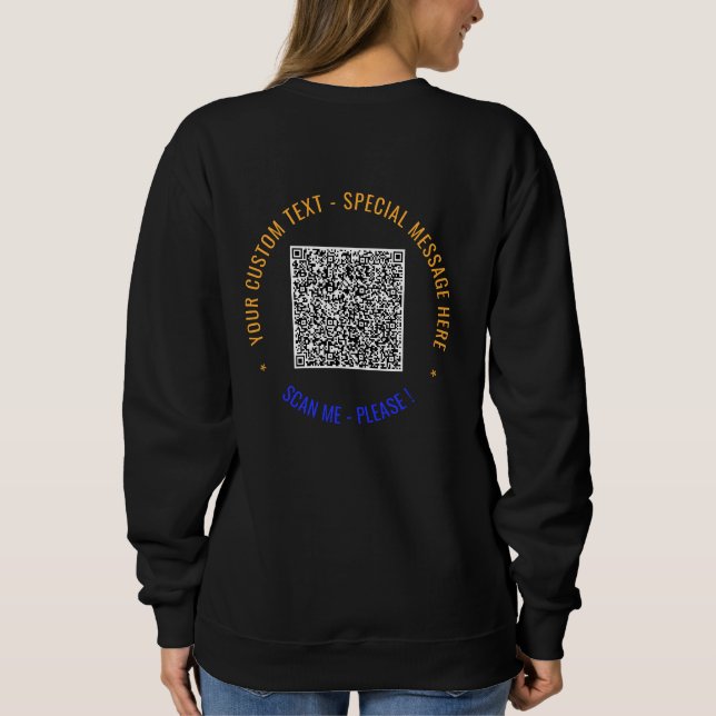 Colorful QR Code Sweatshirt Custom Text and Color (Back)