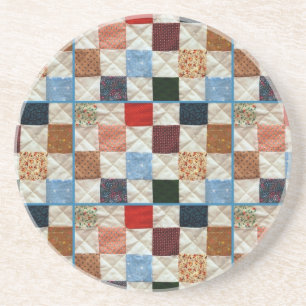 Colorful quilt squares pattern coaster