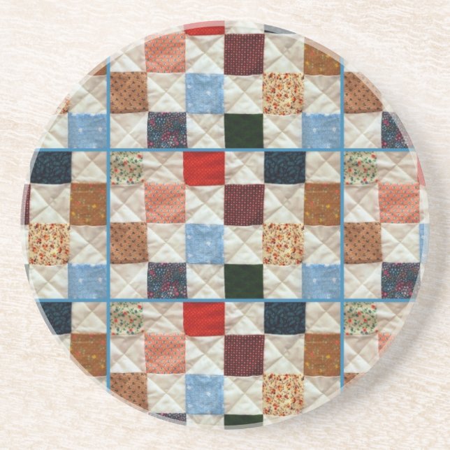 Colorful quilt squares pattern coaster (Front)
