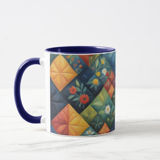 Colorful Quilting Pattren - Quilting Lover Mug (Left)