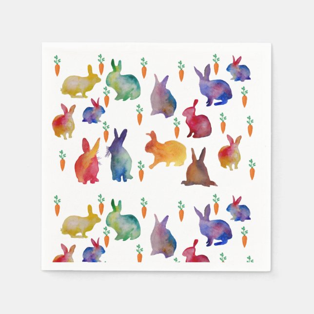 Colorful rabbits Easter  Cocktail Paper Napkins (Front)