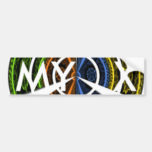 Colorful Radial Art Print Bumper Sticker
