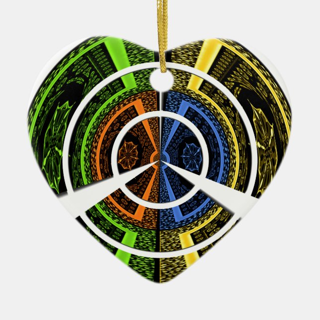 Colorful Radial Art Print Ceramic Tree Decoration (Front)