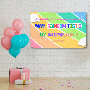 Colorful Rainbow 1st Birthday Party Banner