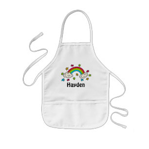 Colorful Rainbow and Stars Kids Name Kids Apron
