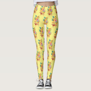 COLORFUL RAINBOW ART LEAVES  LEGGINGS