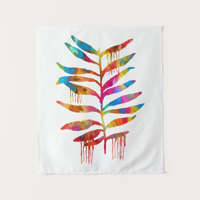 COLORFUL RAINBOW ART LEAVES  TAPESTRY (Front)