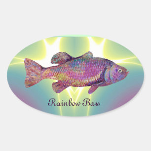 COLORFUL RAINBOW BASS OVAL STICKER