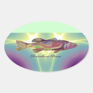 COLORFUL RAINBOW BASS OVAL STICKER