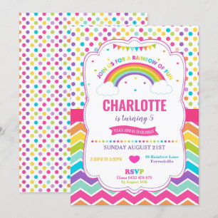 Colorful Rainbow Birthday Party Girl Invitation