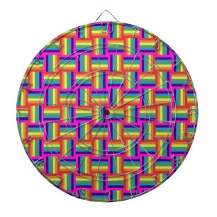 Colorful Rainbow Block Pattern Dartboard