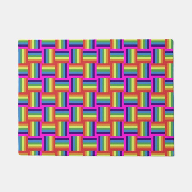 Colorful Rainbow Block Pattern Doormat (Front)