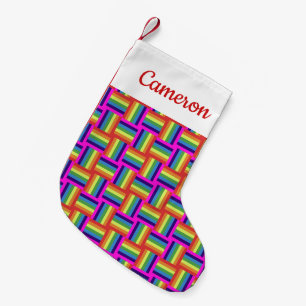 Colorful Rainbow Block Pattern Small Christmas Stocking