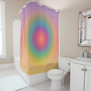 Colorful Rainbow Concentric Circle Space  Shower Curtain
