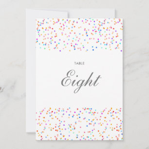 Colorful Rainbow Confetti Table Number