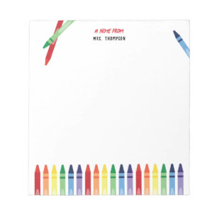 Colorful Rainbow Crayons Cute Teacher Appreciation Notepad