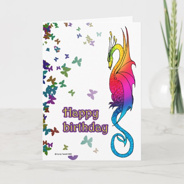 Colorful Rainbow Dragon Birthday card (Front)