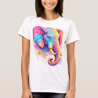 Colorful Rainbow Elephant Watercolor T-Shirt