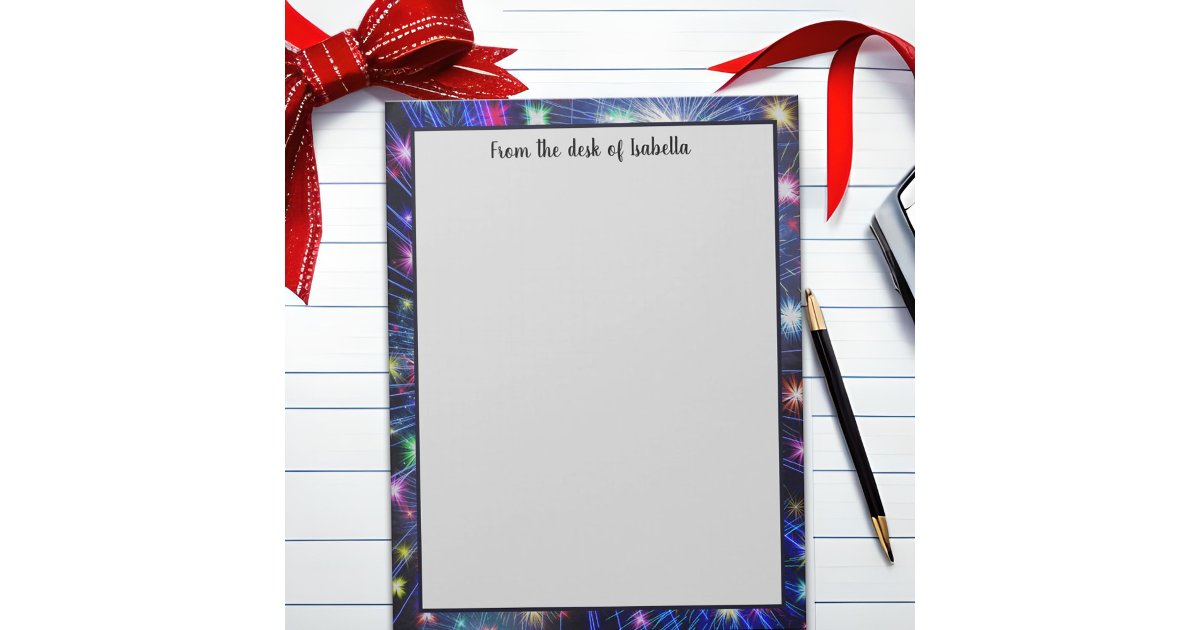 Firework Notepad Colorful Rainbow Fireworks, Night Sky, Celebration Notepad | Zazzle