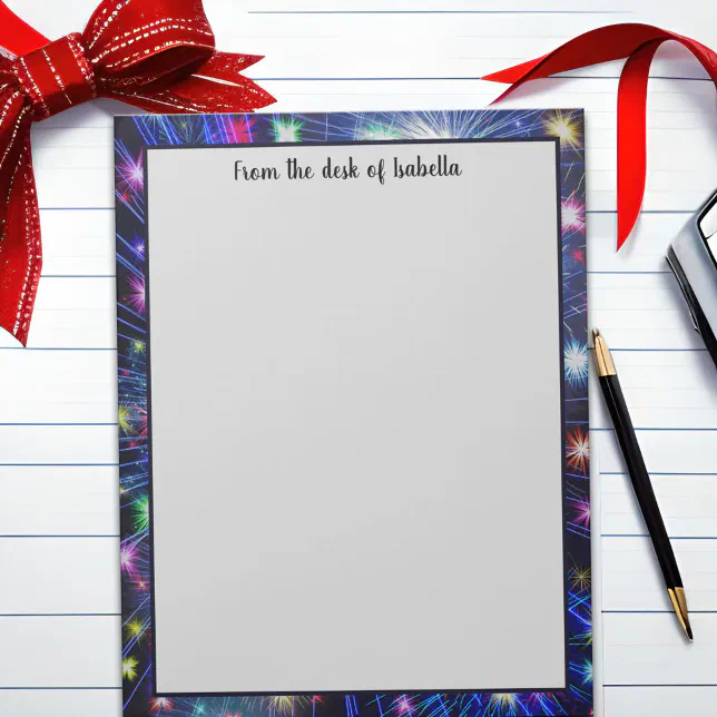 Firework Notepad Colorful Rainbow Fireworks, Night Sky, Celebration Notepad | Zazzle