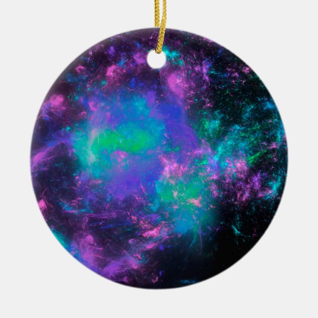 colorful rainbow fractals ceramic tree decoration (Front)