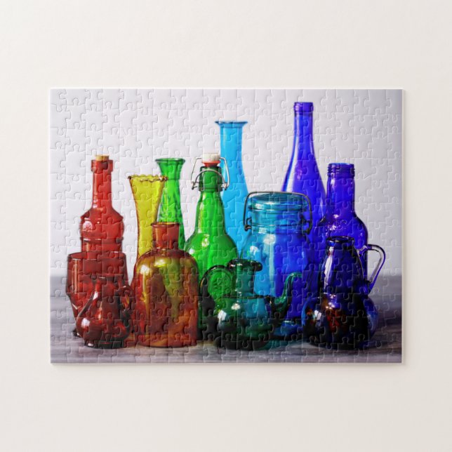 Colorful Rainbow Glass Bottle Collection Photo Jigsaw Puzzle (Horizontal)
