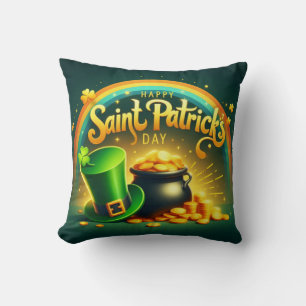 Colorful rainbow gold Saint Patrick's Day Cushion