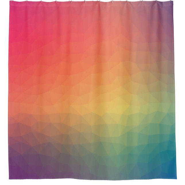 Colorful rainbow gradient geometric shower curtain (Front)