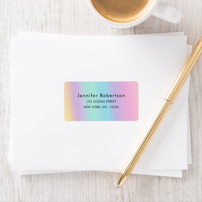Colorful Rainbow Gradient Ombre Name Address  Label (Insitu)