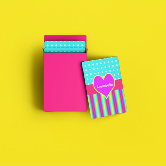 Colorful Rainbow Heart Striped Polka Dots Playing Cards (Creator Uploaded)