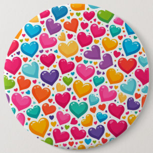 Colorful rainbow hearts Valentines 6 Cm Round Badge