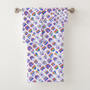 Colorful Rainbow Icon Patterns Bath Towel Set