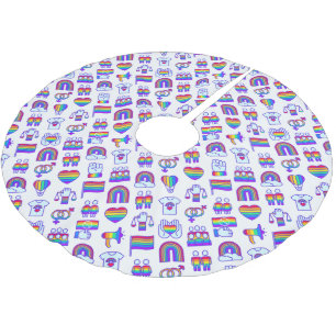 Colorful Rainbow Icon Patterns Brushed Polyester Tree Skirt