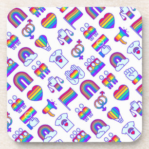 Colorful Rainbow Icon Patterns Coaster