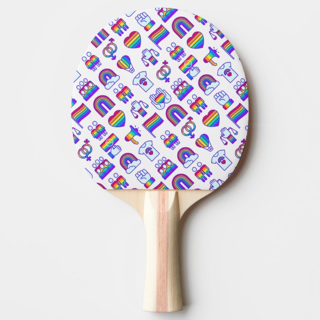 Colorful Rainbow Icon Patterns Ping Pong Paddle (Front)