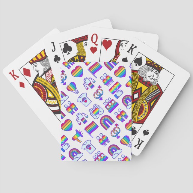Colorful Rainbow Icon Patterns Playing Cards (Back)