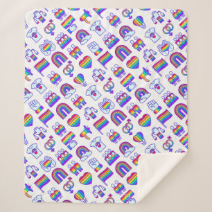 Colorful Rainbow Icon Patterns Sherpa Blanket