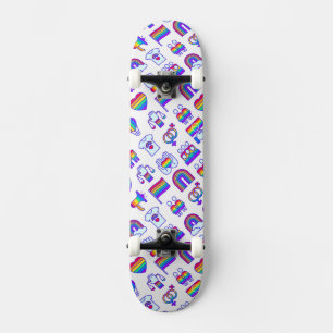 Colorful Rainbow Icon Patterns Skateboard