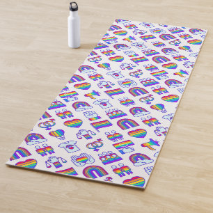 Colorful Rainbow Icon Patterns Yoga Mat