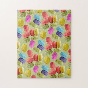 Colorful Rainbow Macaron Cookies Pattern Jigsaw  Jigsaw Puzzle