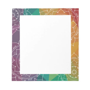 Colorful rainbow ombre geometric mandala hippie notepad