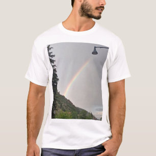 Colorful Rainbow Over Suburban Street Lamp T-Shirt