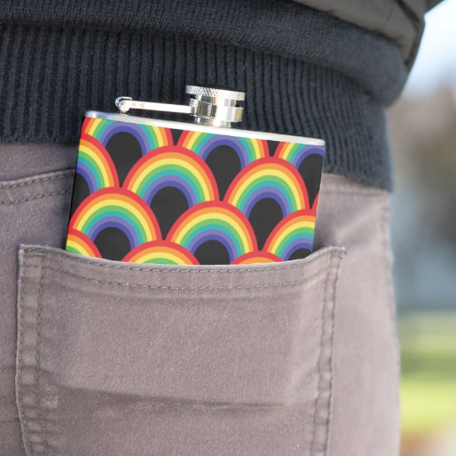 Colorful Rainbow Pattern Hip Flask (In Situ)