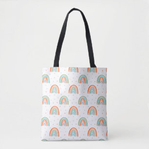Colorful Rainbow Polka Dot Pattern Tote Bag
