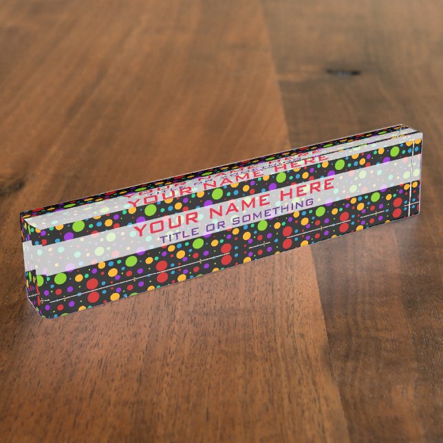 Colorful Rainbow Polka Dots Nameplate (Side)