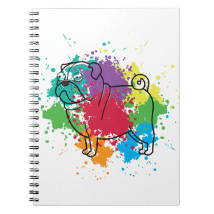 Colorful Rainbow Pug Dog Notebook