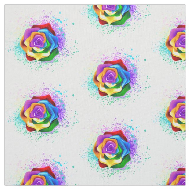 Colorful Rainbow Rose Fabric (Swatch)