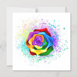 Colorful Rainbow Rose Magnetic Invitation
